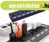 7 portos kapcsolhat� USB hub - Fekete, t�bb eszk�z egyidej� 